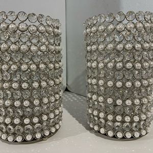 5” -3/4” DIA  x  10” tall pearl beads and crystal
vases (0nly two) both for $30